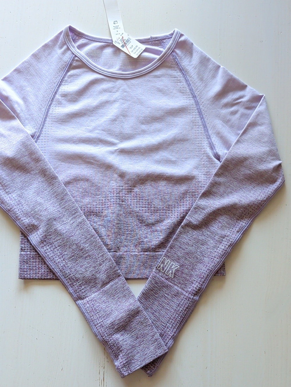 Lavender Long-Sleeve Seamless Crop Top